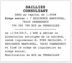 Dissoudre une EURL annonce légale